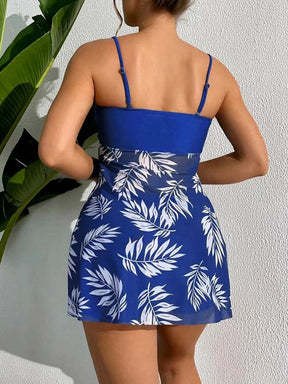 Tankini Robe Courte 2024 avec Short - Maillot de Bain Imprimé et Rembourré